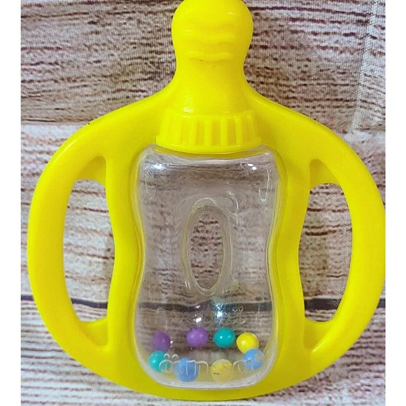Vintage Ansa Baby Rattle Teether Toy Yellow Silicone 4" - Picture 2 of 3